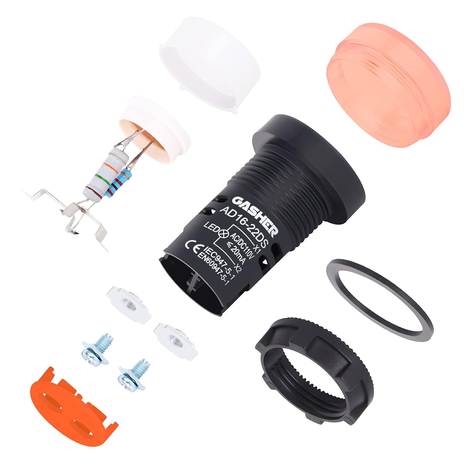 Bеѕt Sеllеr GASHER 12V/24V/110V 20mA Energy Saving Indicator Light Mounting Hole Size 22mm (7/8 Inch) Red Green Yellow 6 Pcs