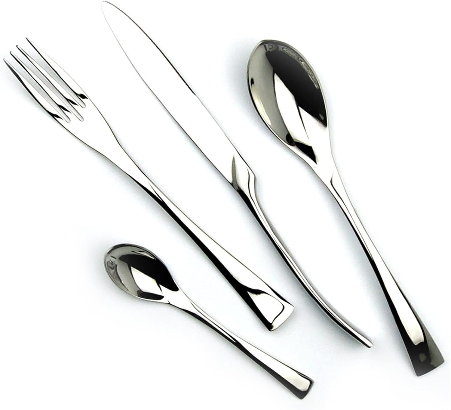 Party 4Pcs/Set Shiny Mirror Silver Cutlery Set Flatware 18/10 Stainless Steel Kitchen Dinnerware Knife Fork Spoon Teaspoon Silverware Outstanding