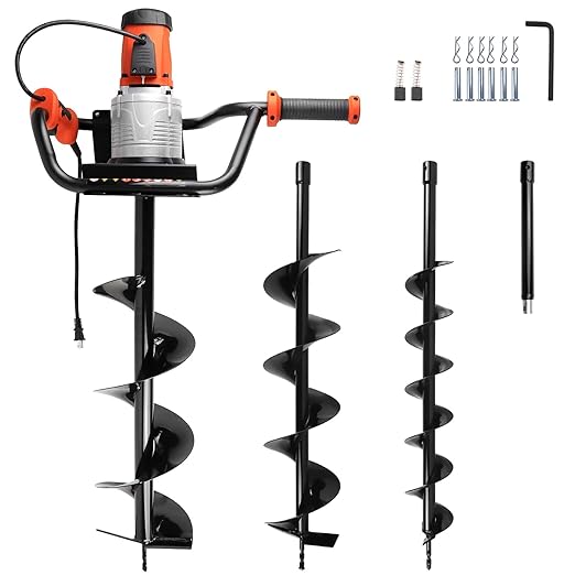 1700W Electric Post-Hole Digger with 4"+ 6"+8" Auger Bit - Your Earth Auger Drill for Quick Post Hole Digging, Tree Planting & More