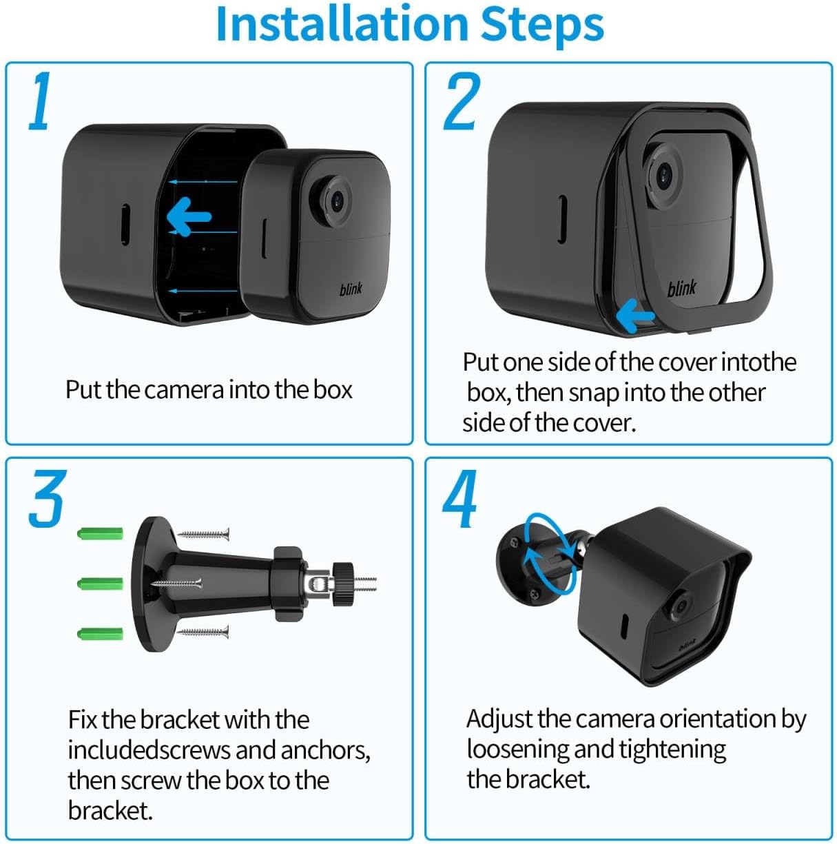 Blink Outdoor Camera Mounts, 360° Adjustable Blink Outdoor Mount with Sturdy Housing for Blink 4th & 3rd– Weatherproof Durable Blink Mounting Bracket for Indoor & Outdoor Security, 5 Pack