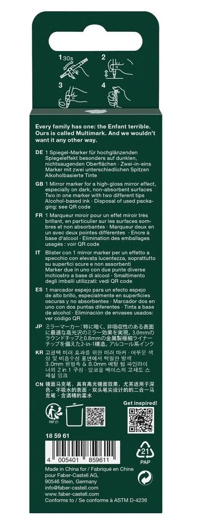Faber-Castell Multimark Mirror Pennarelli Cromati Doppia Punta 0,8 mm 3,0 mm Effetto Specchio Lucido