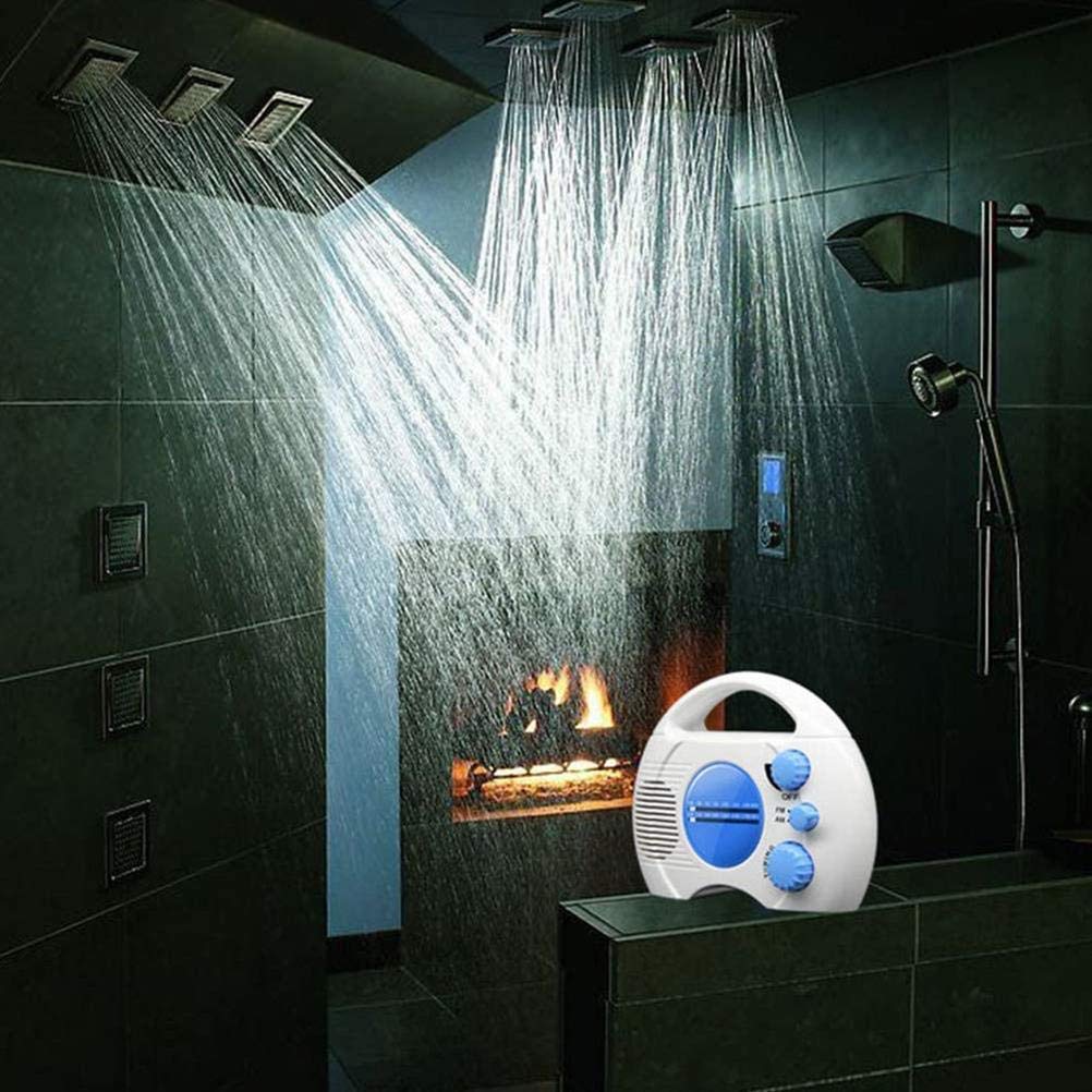 Wasserdichtes Duschradio Tragbares Radio AM FM Wandmontage Radio für Dusche Pool Boot Strand Reisen ABS Material 15x5.7x11.5cm (Weiß)