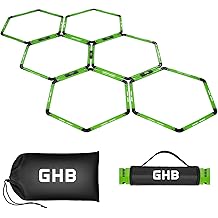 <span>GHB Hex Agility Rings Speed Rings with Carrying Bag 6 Set Portable Hexagon Rings, Agility Ladder for Agility Footwork Training</span>