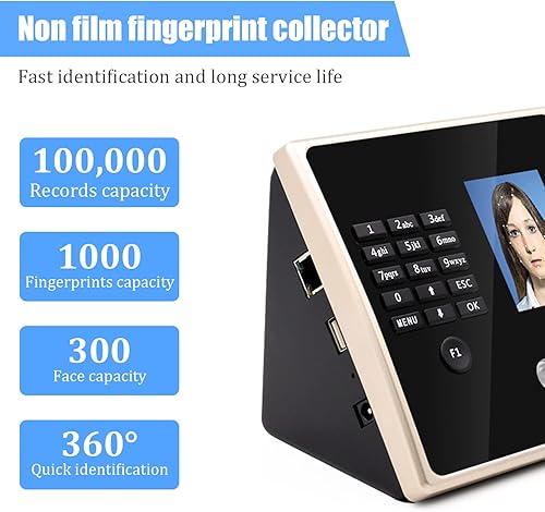 Miniatura 3 de Reloj de tiempo para pequeñas empresas, máquina de entrada y salida de reloj para empleados, máquina de asistencia al trabajo con reconocimiento