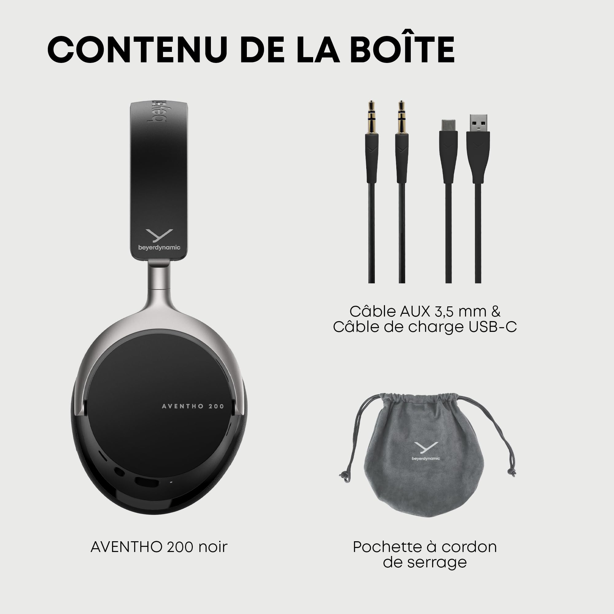 beyerdynamic AVENTHO 200 Casque sans Fil avec réduction du Bruit - 60 Heures d'autonomie, Coussinets d'oreille remplaçables, Couleur Noir - Nouvelle Mise à Jour Disponible Via l'application