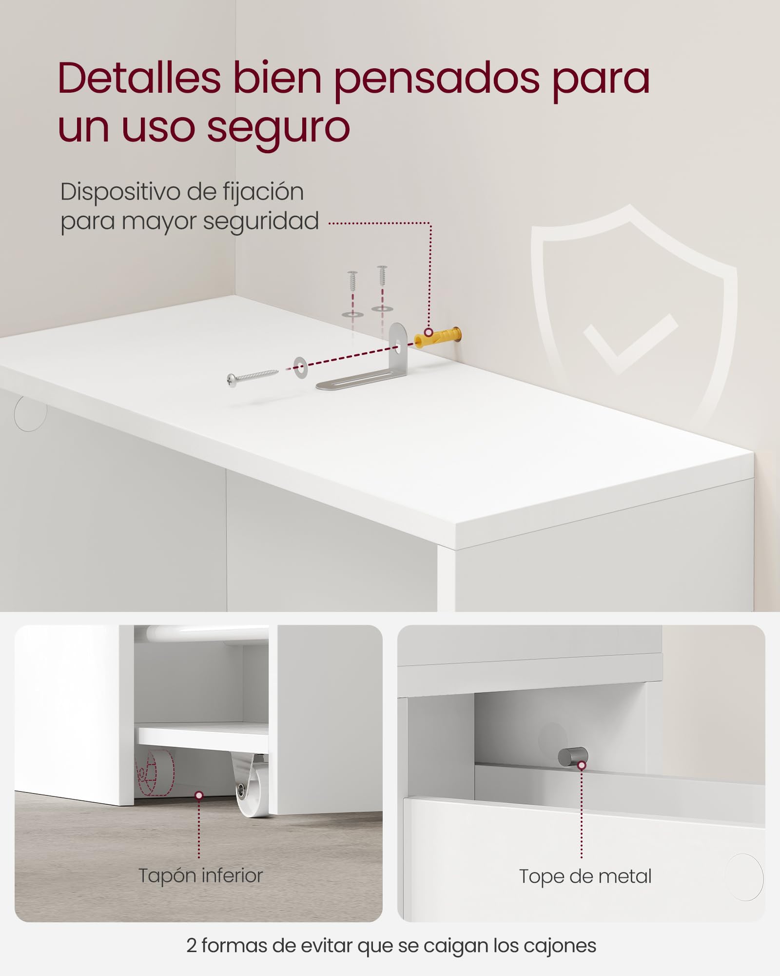 VASAGLE Armario de Baño Alto, Armario de Almacenamiento Delgado, con Cajones y Estante Ajustable, Armario para Espacios Pequeños, Estilo Moderno, Blanco Clásico BBK567T14