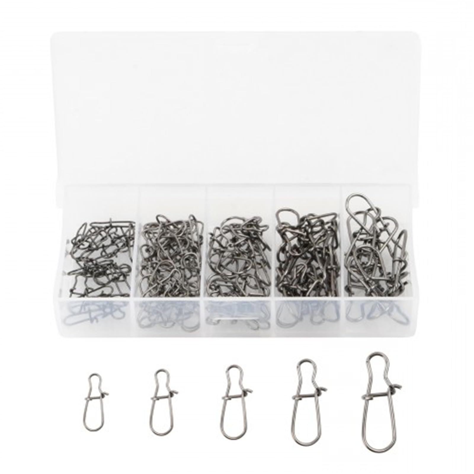 Broches de Pesca Giratorios 100 Piezas Plata con Caja Accesorios de Pesca al Aire Libre