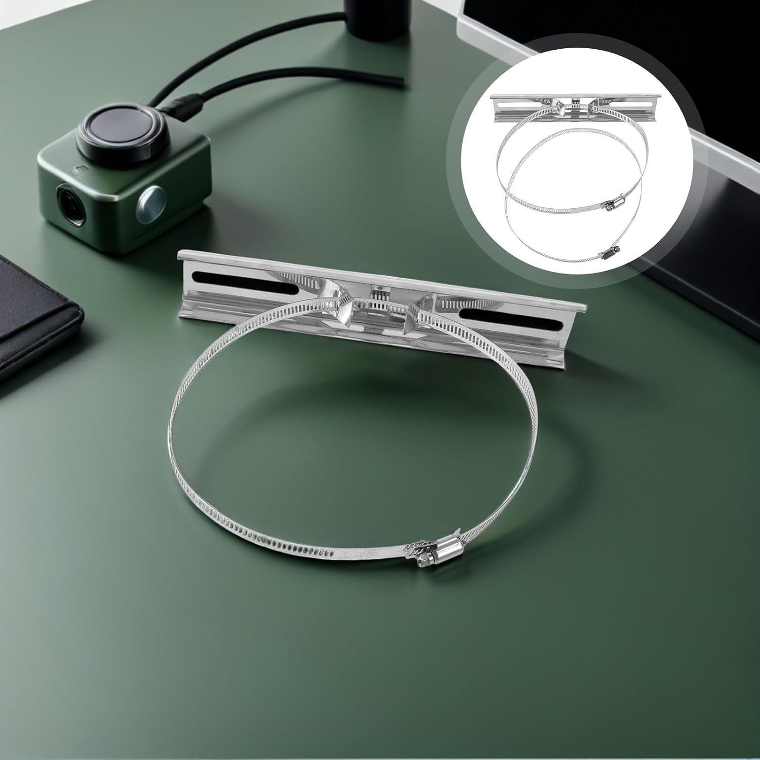 2pcs Stainless Steel Display Bracket for Monitoring Devices and Monitors, Stable and Compact No-Punch Monitor Mount Plate for Office Workstations and Desktop Use
