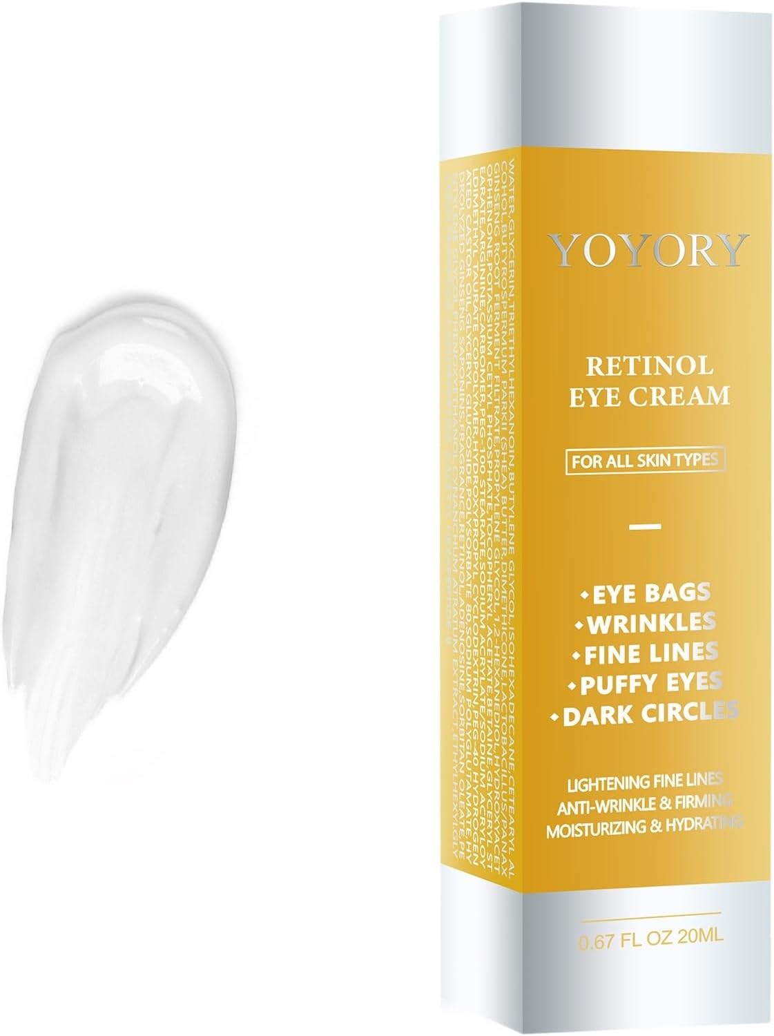 Retinol Under Eye Cream - Eye Cream for Dark Circles and Puffiness, Eye Bags, Wrinkles Fine Lines Skin Care Hydrates & Lifts Gold(0.54 Fl Oz)