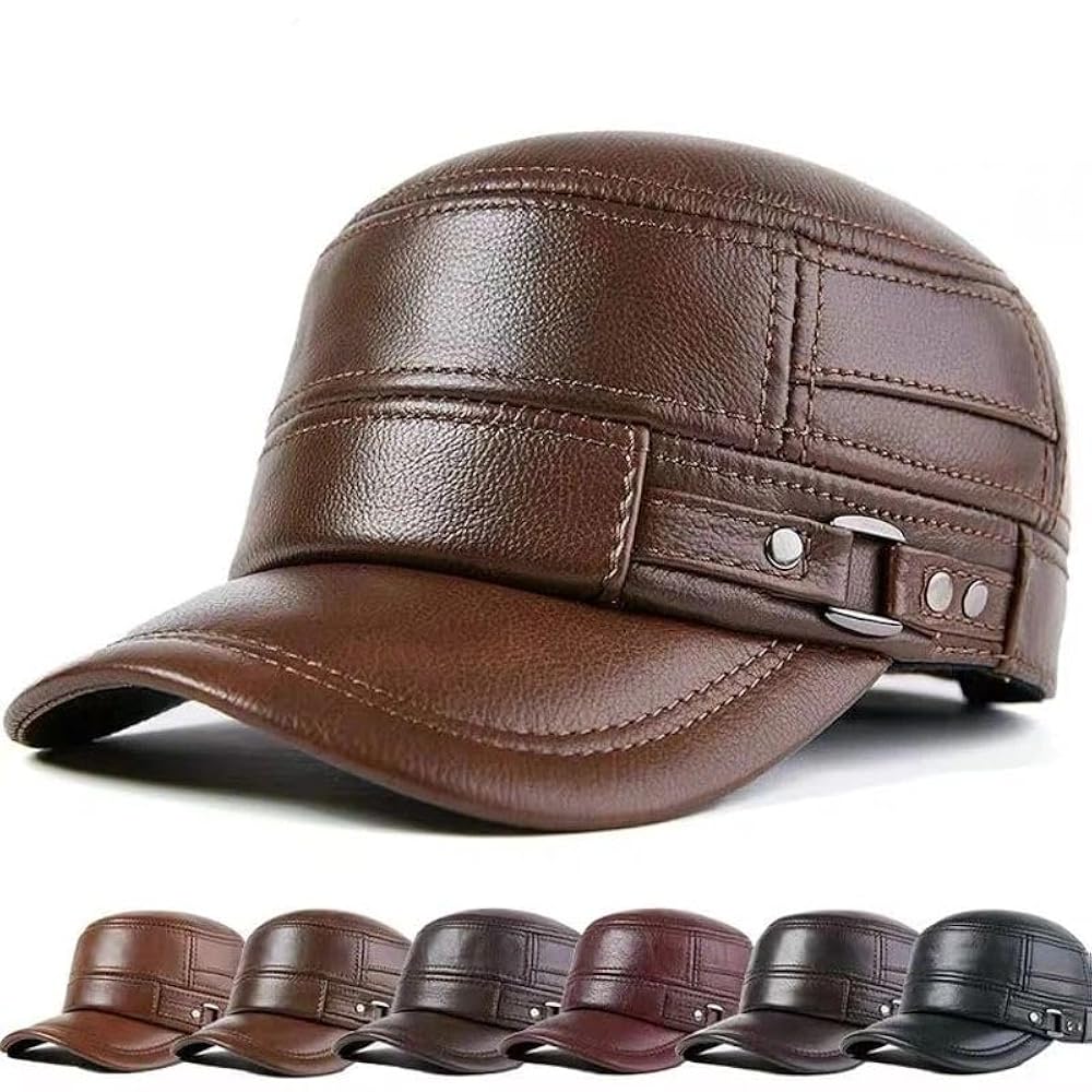 Leather Cap Men's Flat Caps Elegant Man Baseball Cap British