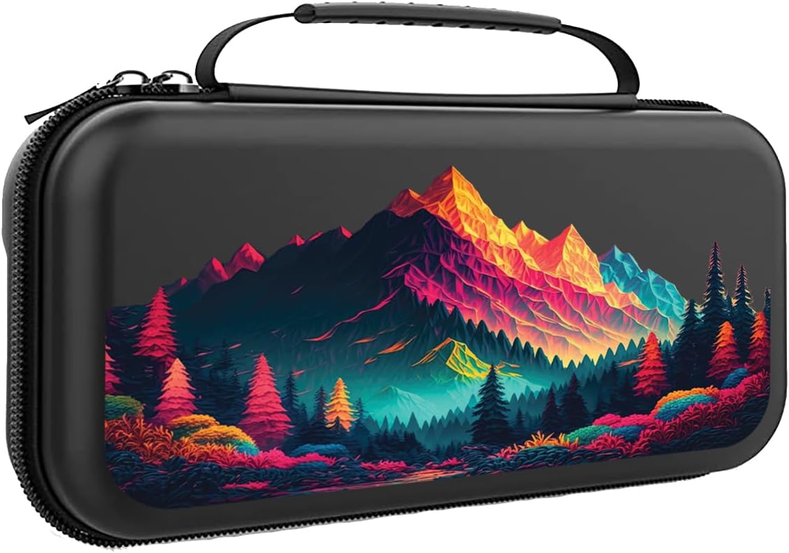Funda de transporte para Switch compatible con Nintendo Switch Lite, con 20 cartuchos de juegos, carcasa rígida protectora de naturaleza, bolsa de