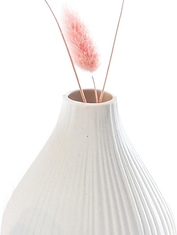 Chive ‘Frost’ Small Round Flower Vase — Cute, Beautiful Ceramic Vase for Flowers & House Plants — Set of 6 — White