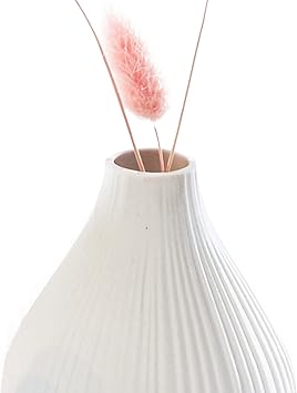 Chive ‘Frost’ Small Round Flower Vase — Cute, Beautiful Ceramic Vase for Flowers & House Plants — Set of 6 — White