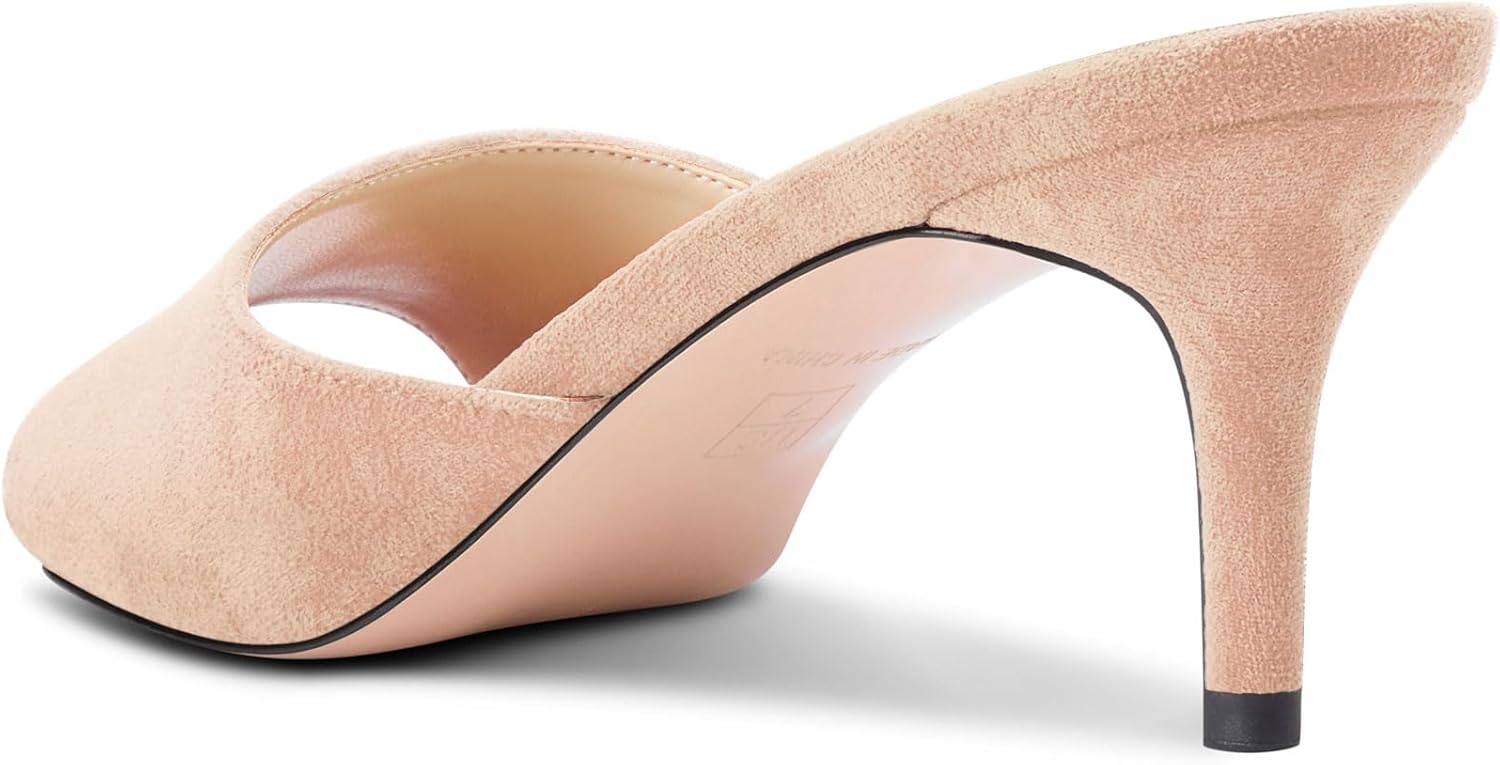 Castamere Round Open Toe Heeled Sandals for Women Mid Kitten Heels Slip-on Dress Mules Office Casual Summer Shoes 2.6 Inches Heels - Image 5