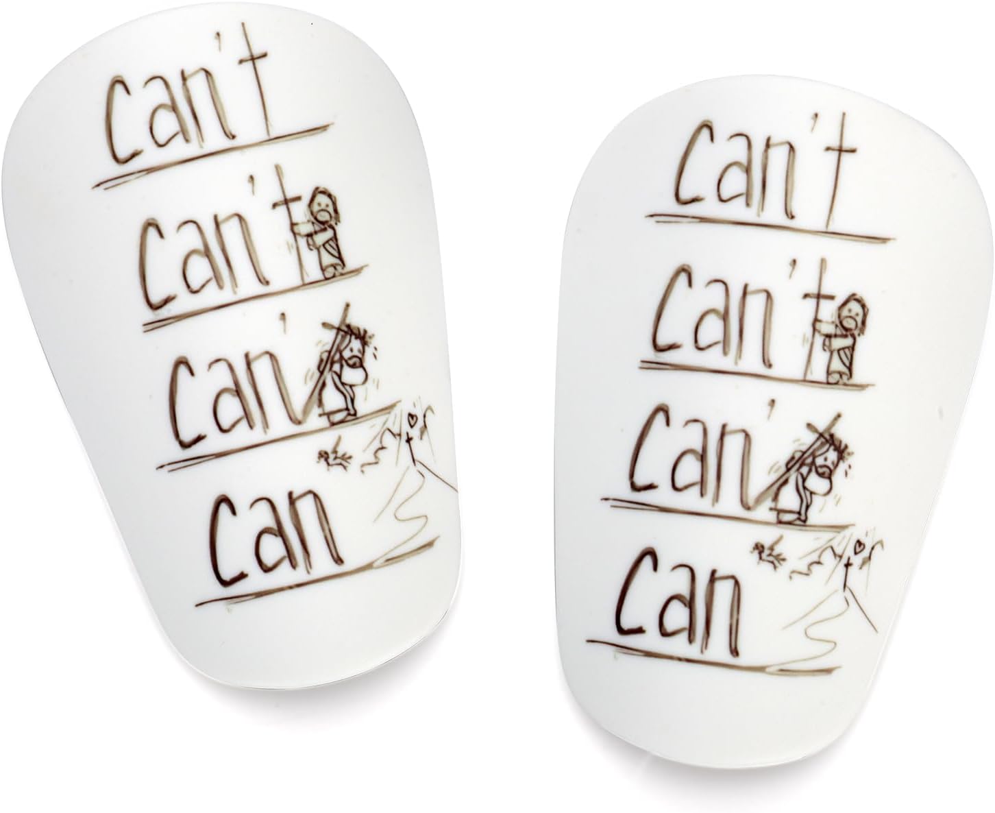 Pack of 2 Mini Shin Pads, 10 x 6 cm Football Shin Pads, Protective Shin Pads, Football Shin Pads Accessories for Kids Adults (White Print with Yellow Words)