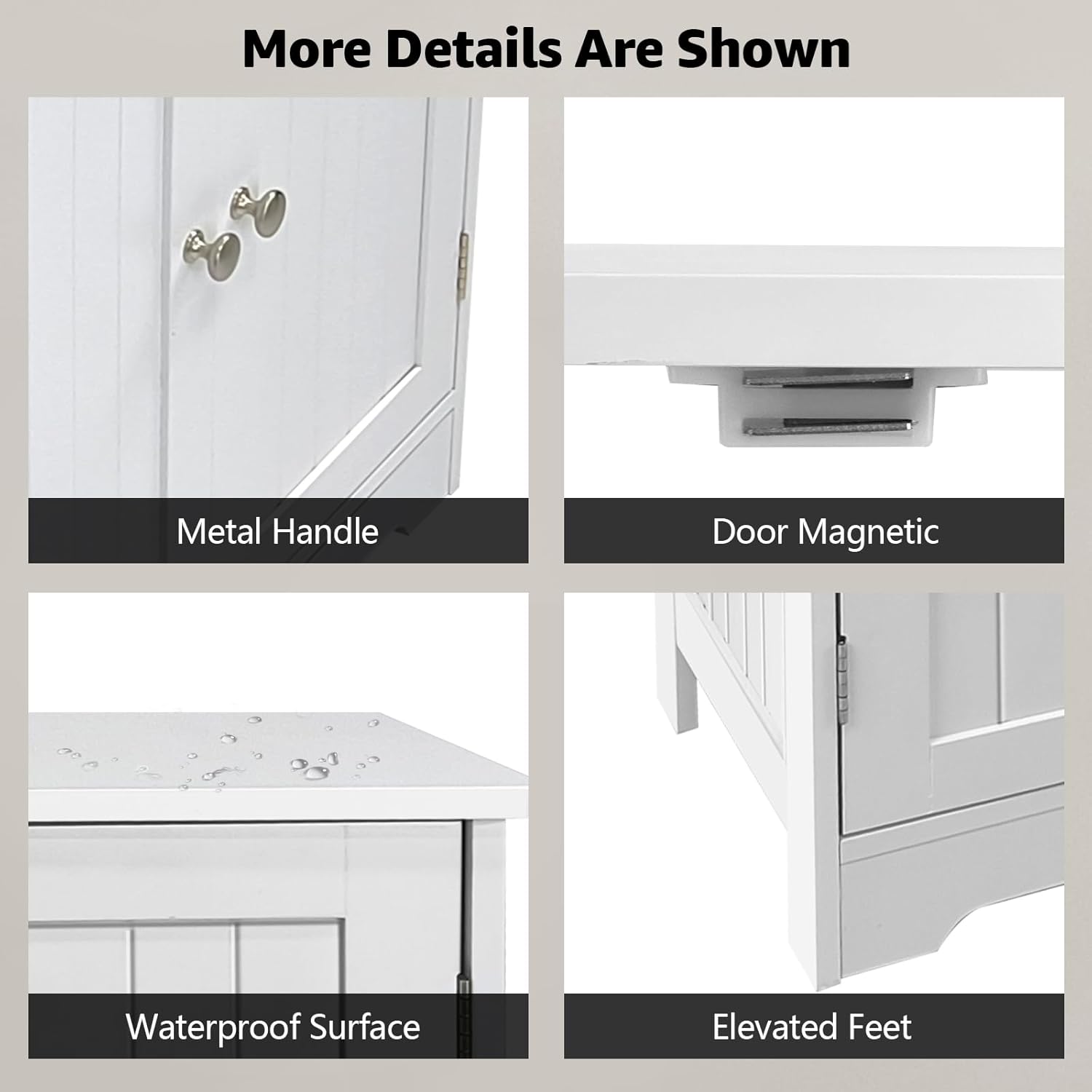 Pedestal Sink Storage Cabinet with Door and Shelf, Under Sink Cabinet, Bathroom Sink Cabinet with U-Shape, White