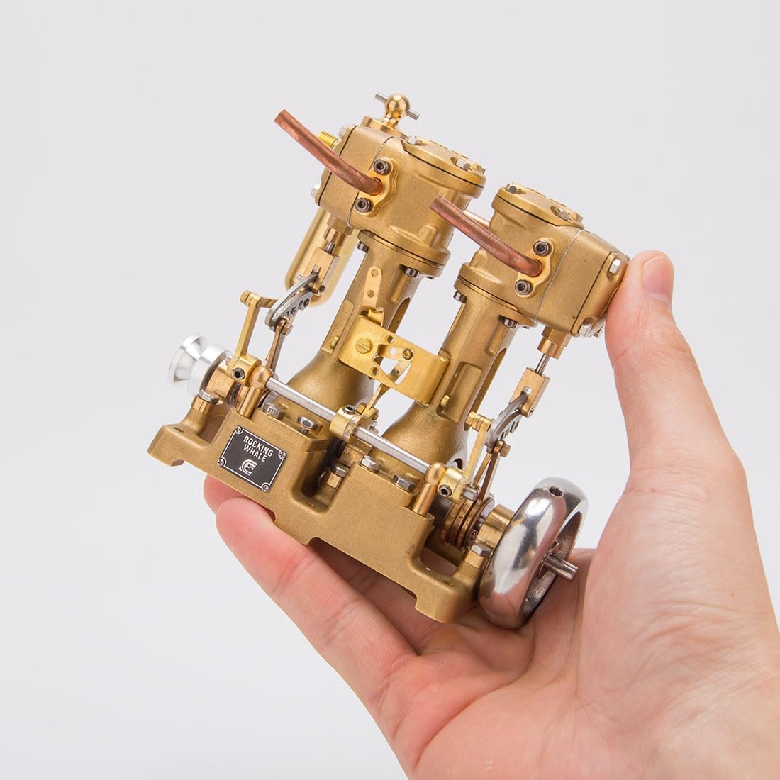 RW-L2 Mini Steam Engine, Inline Double Cylinder Reciprocating Steam Engine Model for 70-130cm Steamships (Forward and Reverse Rotation/Without Boiler)