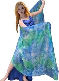 2.5x1.14m/98"x45" Women's Real Silk Belly Dance Veils and Hand Scarves Fire Flame Colors