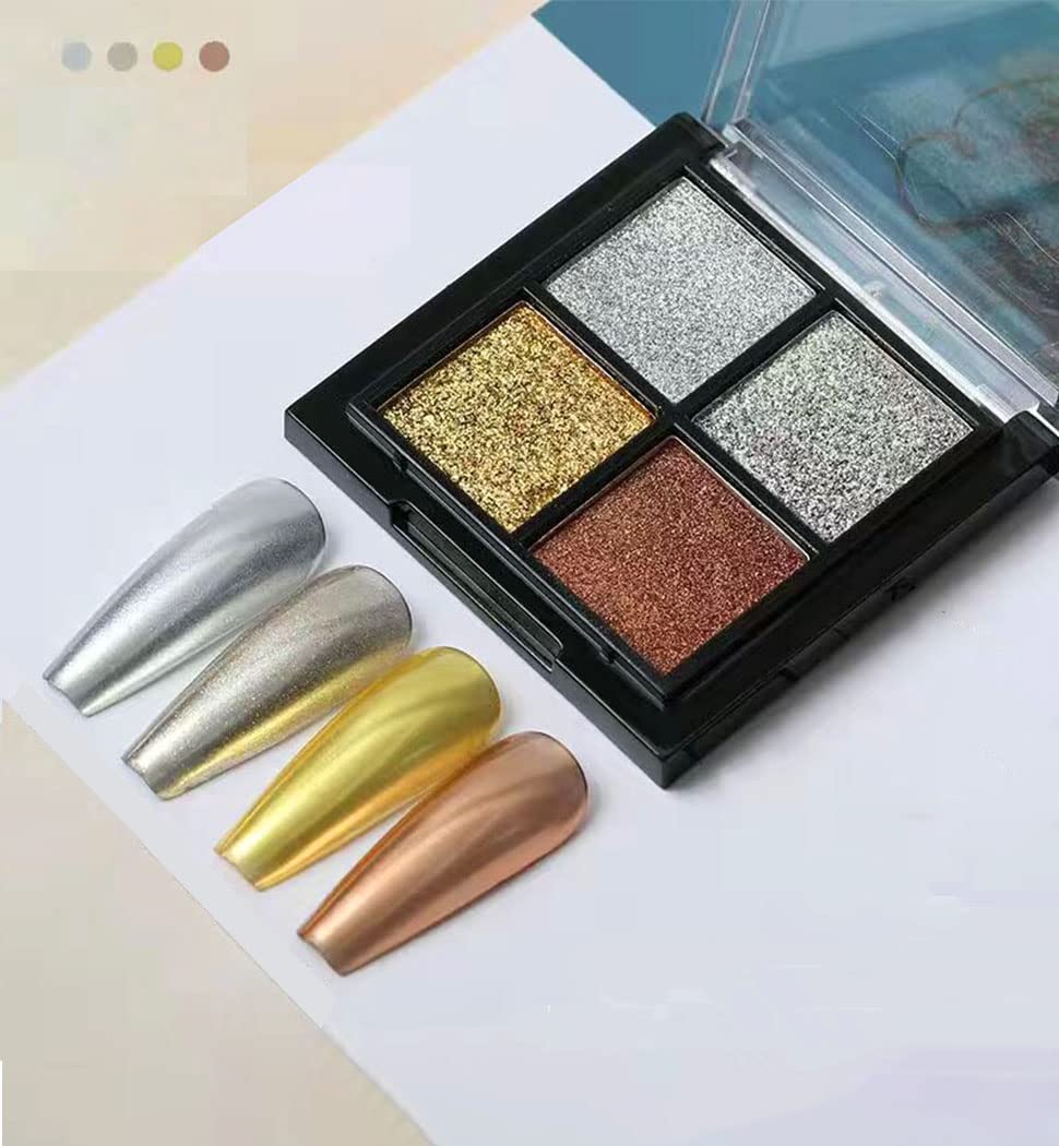 4 Color Solid State Chrome Nail Powder Shiny and Non