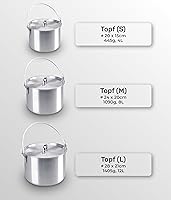 Vista 3 de AceCamp Juego de ollas de cocina ligeras de aluminio anidadas con tapa y mango plegable - 4L, 8L, 12L