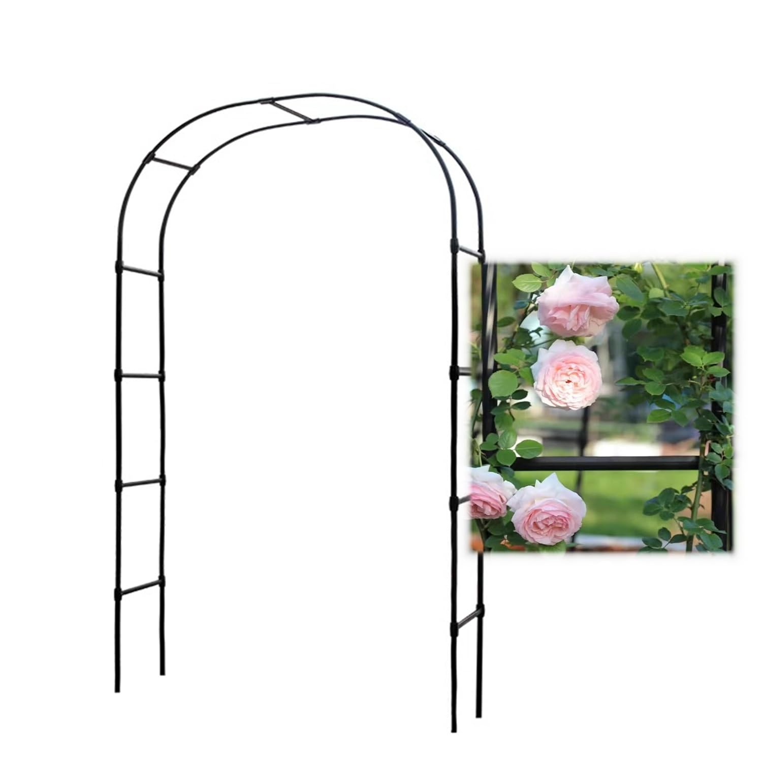 Support plantes grimpantes arche de jardin cadre de tonnelle réglable noir