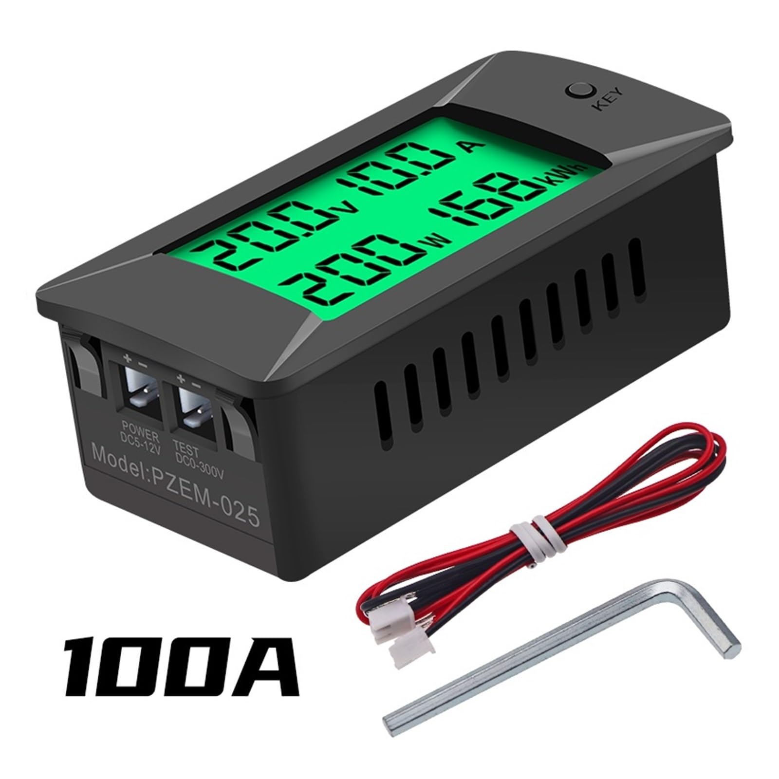 DC 0-300V 300A Voltímetro Amperímetro Probador De Batería De Coche Voltaje De Energía Eléctrica Monitor De Medidor De Potencia 12v 24v 48v 96v Shunt(PZEM-025 100A)