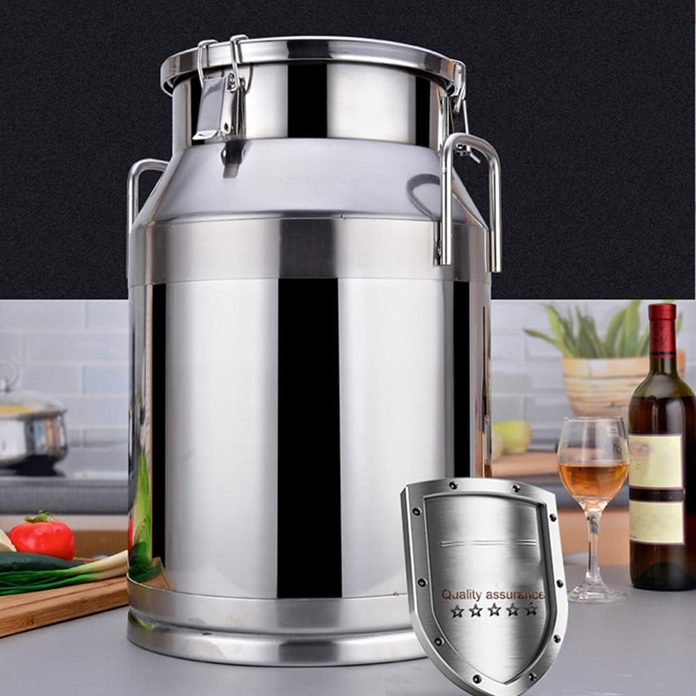 304 Stainless Steel Milk Bucket Can 15L/20L/25L/30L/35L/40L/50L/60L Wine Pail Bottle Transportation Tank with Silicone Sealed Lid,50L (60L(38x68cm))