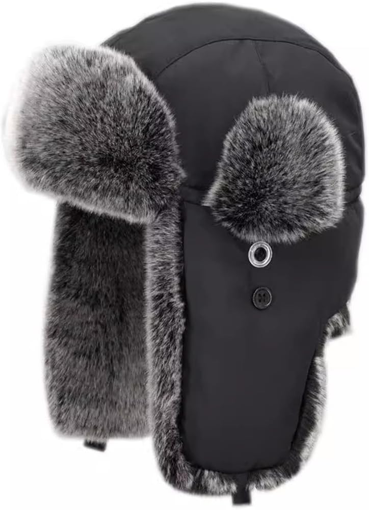 Hat Men and Women Winter Skiing Cap Warm Faux Fur Hunting Trapper Hat