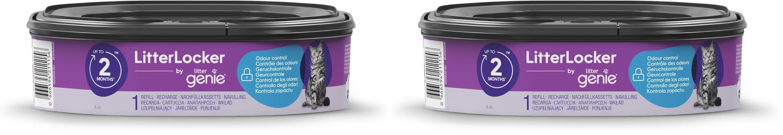 Litter Genie LitterLocker, 1er-Pack Nachfüllkassette, Original-Spezialfolie mit Geruchsbarriere garantiert 100% Geruchsschutz, 2-Monats-Kassette (Packung mit 2)