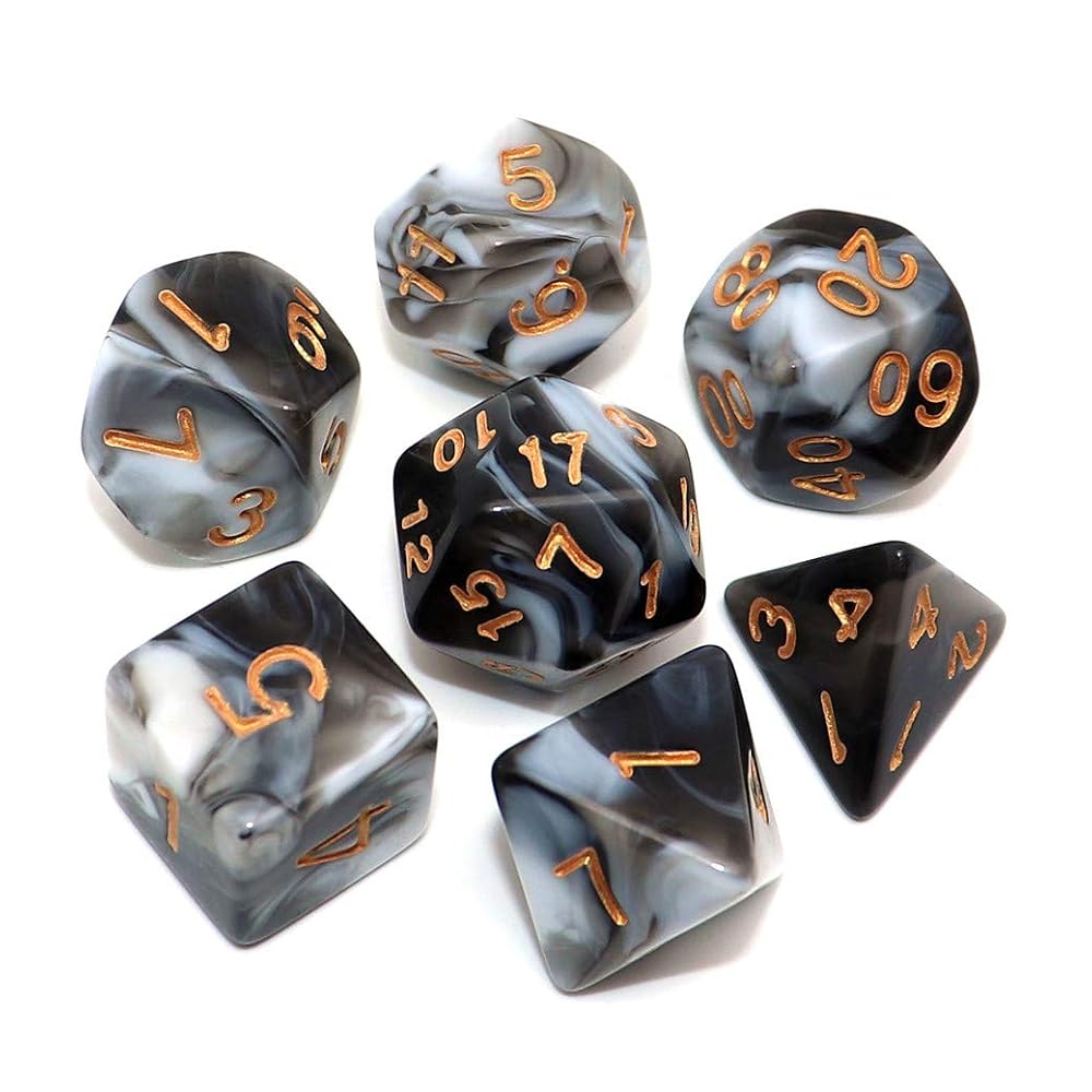 CREEBUY DND Dice Black White Polyhedral Dice Set for Dungeon and Dragons MTG RPG D&D D20 D12 D10 D8 D6 D4
