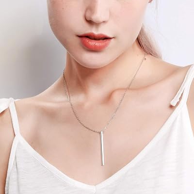 Collier pendentif à barre verticale personnalisable ChicSilver Collier en Y en argent sterling 925 Bijoux de mode simples Cadeaux pour femmes