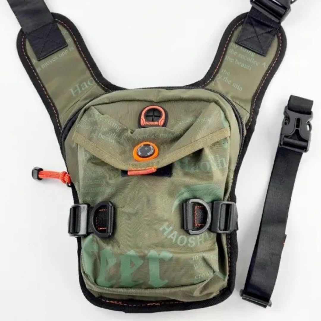 男女兼用 キャンバス レッグポーチ 多機能 アウトドア アーミーグリーン