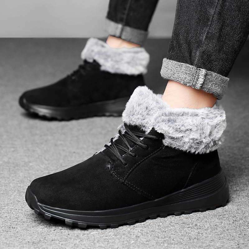 Image of SNEKARMIN Men Snow Boots Outdoor Shoes For Male Thick Sole Sneakers for Men Winter Shoes Botines Tenis Keep Warm Fluff Mens Ankle Boots