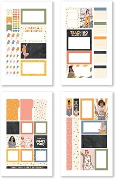 Rongrong Teacher Planner Stickers Book for Planners, Calendars, Journals and Projects Premium Quality Hand Drawn Academic Lessons Scrapbook Accessories 24 Pages