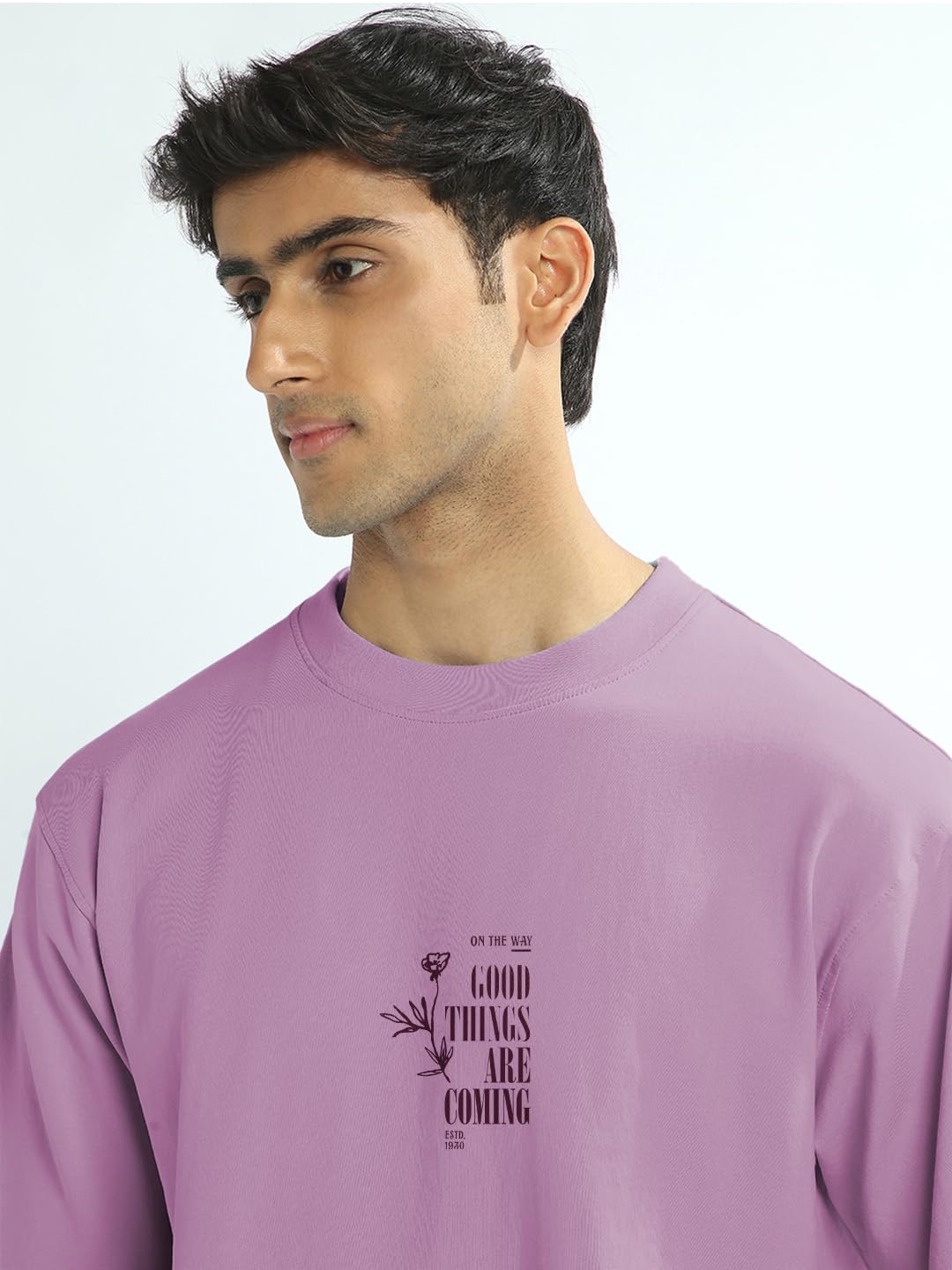 NOBERO Camiseta de hombre con estampado gráfico de gran tamaño