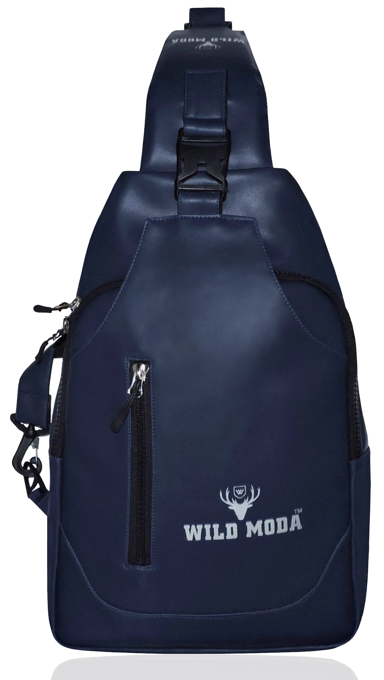 WILD MODA Unisex Premium Faux Leather Cross Body Backpack for College, Tuition, Travel etc. (Blue) (B09TPDY2CR) Amazon Price History, Amazon Price Tracker