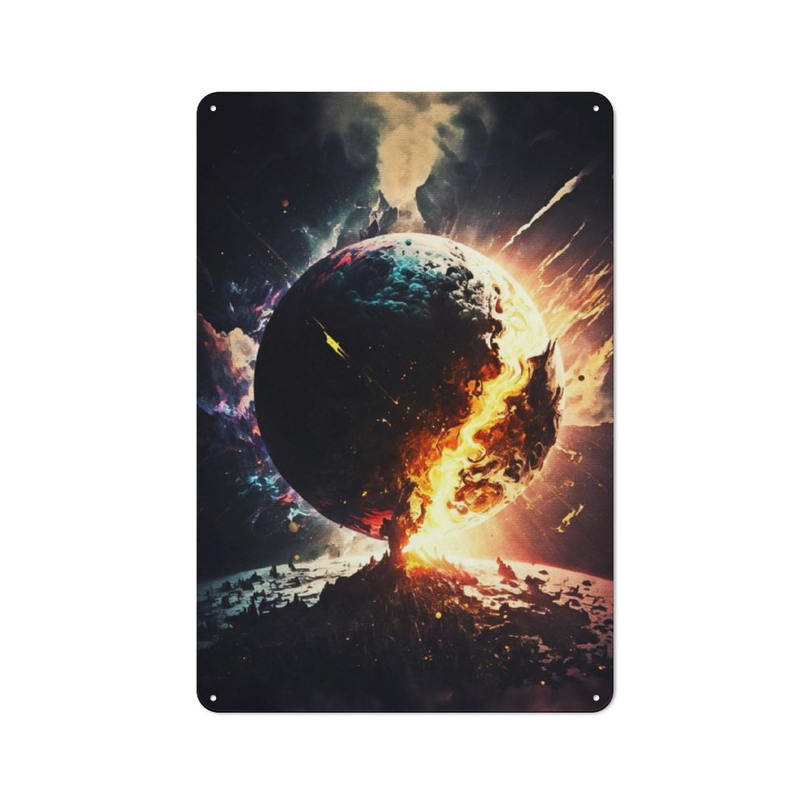 Junmoney Planet Collide Retro Tin Sign 30X20cm For Man Cave Or Games Room, A Decorative Christmas Gift For Leisure-Room Decor Enthusiasts