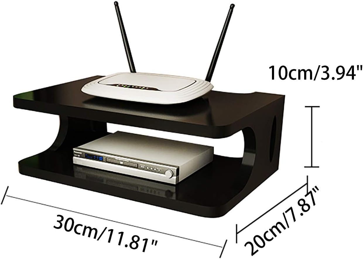 HYO&ZOY Set-top Box Rack Wall-Mounted Router Storage Box DVD Player Storage Box Smart Home TV Accessories 2-Layer Storage Rack (Color : White)
