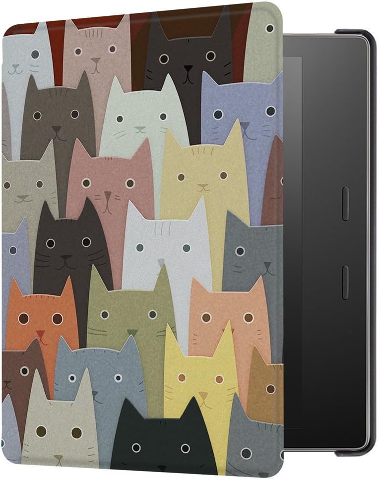 Huasiru Case for Kindle Oasis 2017/2019 (7 inches, 9th/10th Gens Only) Cover with Auto Wake/Sleep — will not fit Kindle Paperwhite or Kindle Oasis 6 inches, Cats