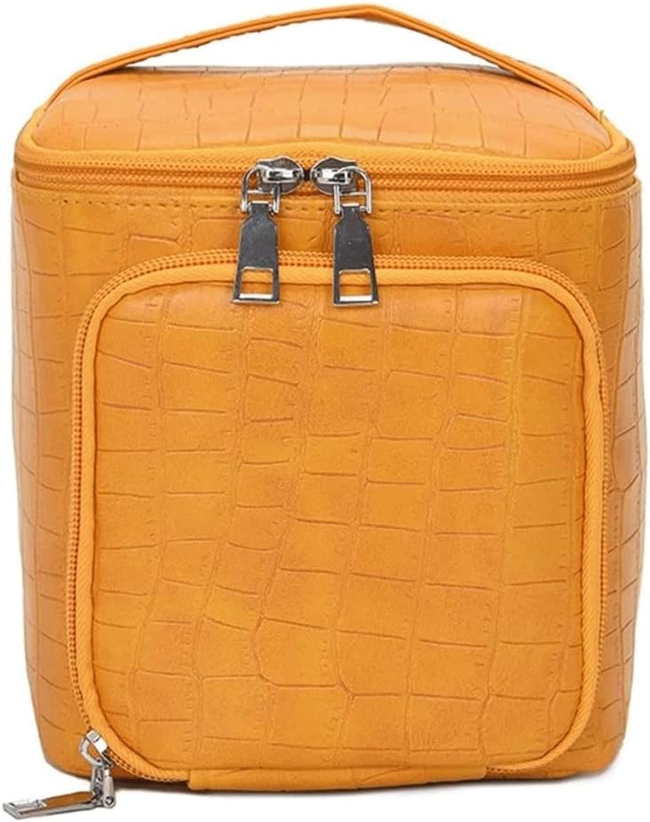 Makeup Train Case - Makeup Organizer Box Trays Portable Storage Box PU Leather Professional Cosmetic Train Cases Artist Storage Bag (Color : Yellow) (Yellow)