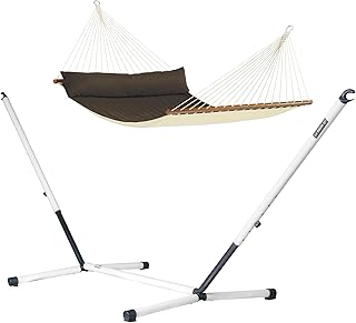 LA SIESTA® Alabama Quilted Hammock with Spreader Bar & Nautico Stand - P...