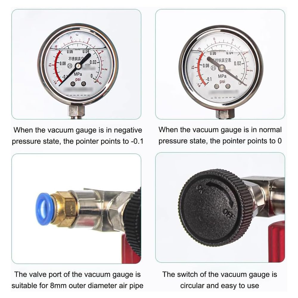 Vakuumkammer Aus Glas, Vakuumkammer-Set Mit Edelstahlmanometer Und Klarer Graduierung Für Harze, Silikone Und Epoxidharze 2000ml