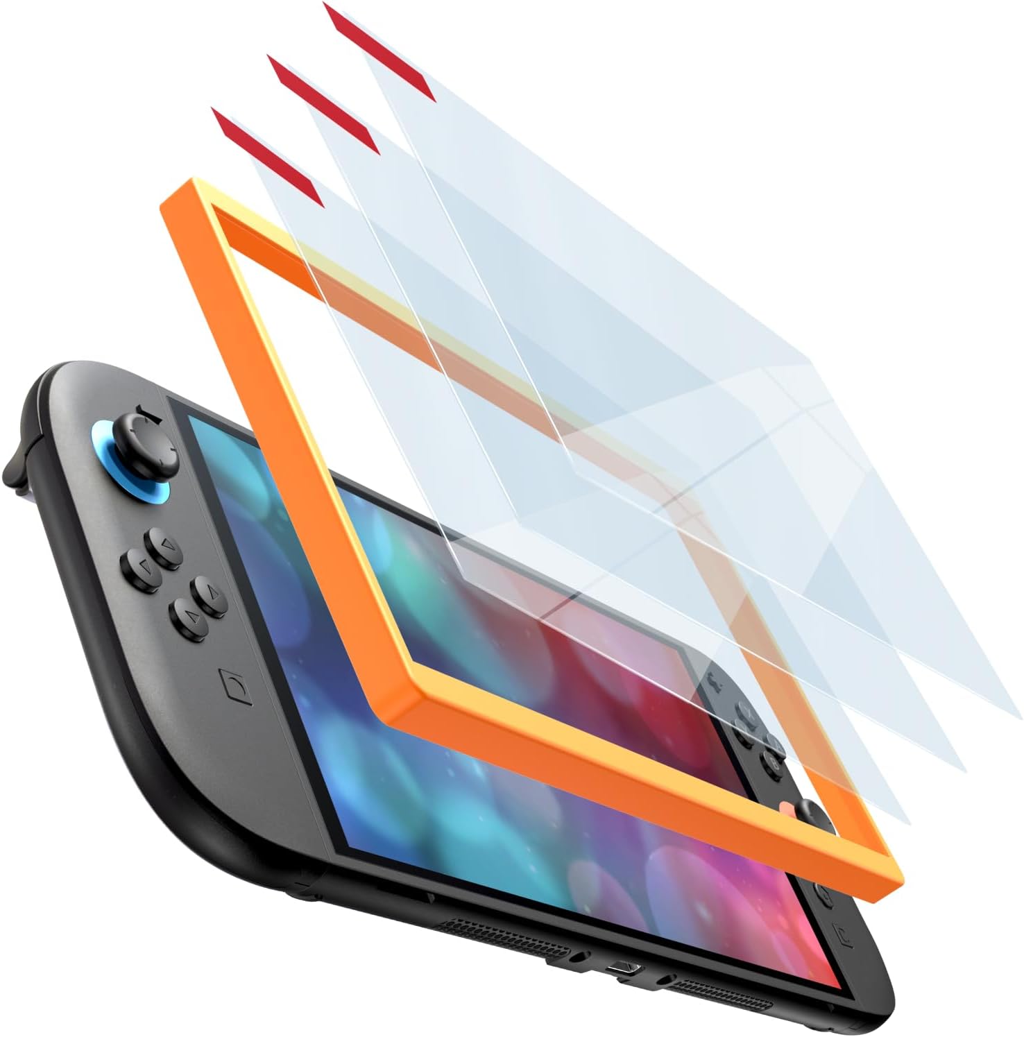 Rome Tech Tempered Glass Compatible with Nintendo Switch 2 2025 Screen Protector with Plastic Frame - Screen Protectors Military Grade 2.5D - 3-pack