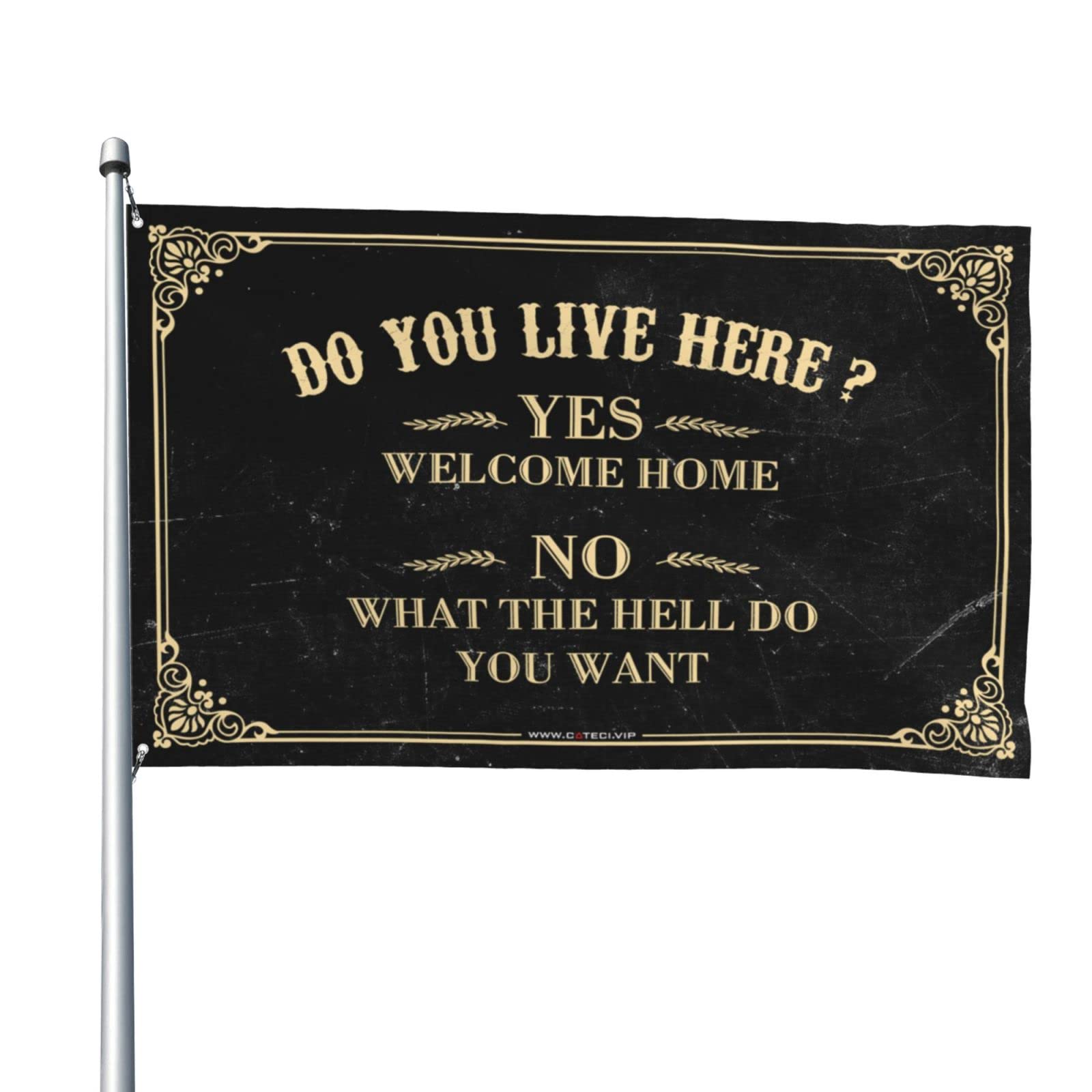 Drapeau de gym Do You Live Here : bache textile et tenture murale 152x244 cm style Happy Camper