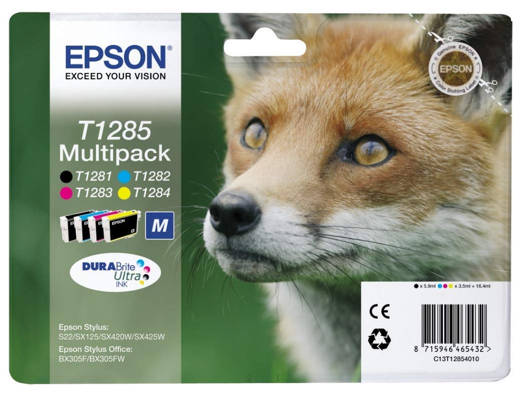 Epson Multipack T1285 Cartouche d'encre 4 Couleurs pour imprimantes (Originale, Encre à Base de pigments, Noir, Cyan, Magenta, J