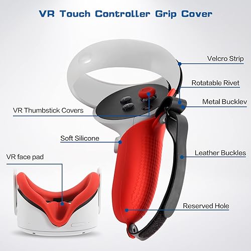 Miniatura 2 de VR Touch Controller Silicone Protective Grip Cover for Oculus Quest 2,Drop and Slip Resistant, with Adjustable Knuckle Strap and Joystick Cap Covers
