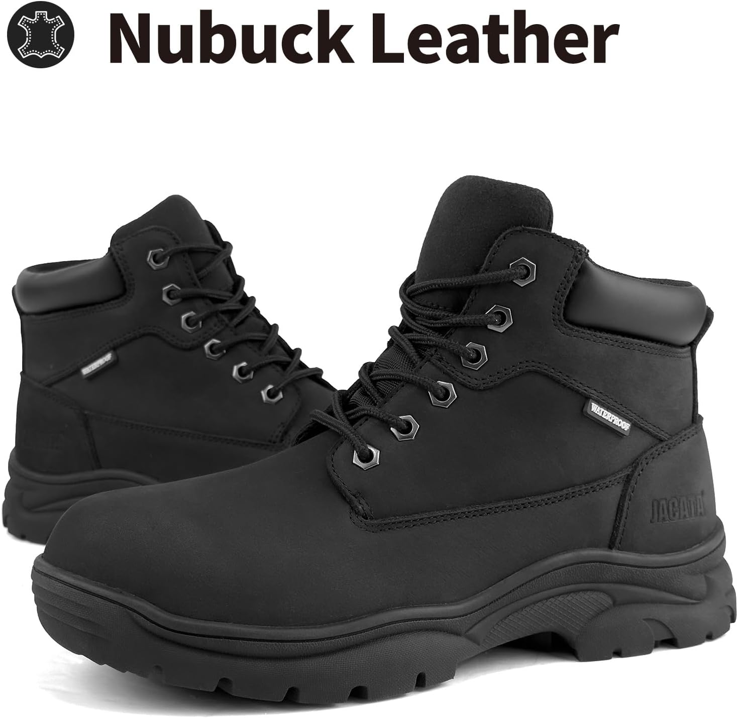 Jacata Work Boots For Men Waterproof Slip Resistant Comfortable Leather Soft Toe Safety Construction Boots for Industrial Warehouse Gardening Hiking Farming - Image 4