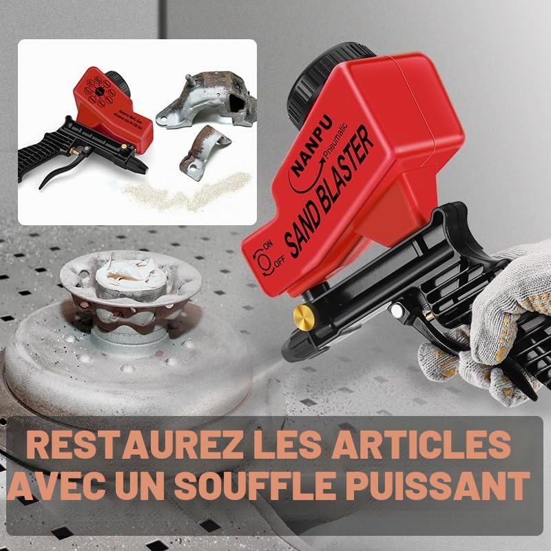 NANPU Kit de pistolet à sable léger avec alimentation par gravité, buse en céramique, corps en métal, pour la préparation de la surface de petits projets, l'élimination de la peinture et de la rouille