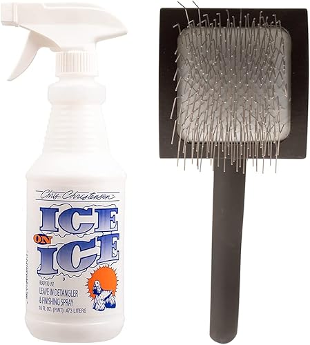 Chris Christensen Spray desenredante y acabado cepillo para perro desenredador hielo sobre hielo y aerosol de acabado añade elasticidad y fuerza