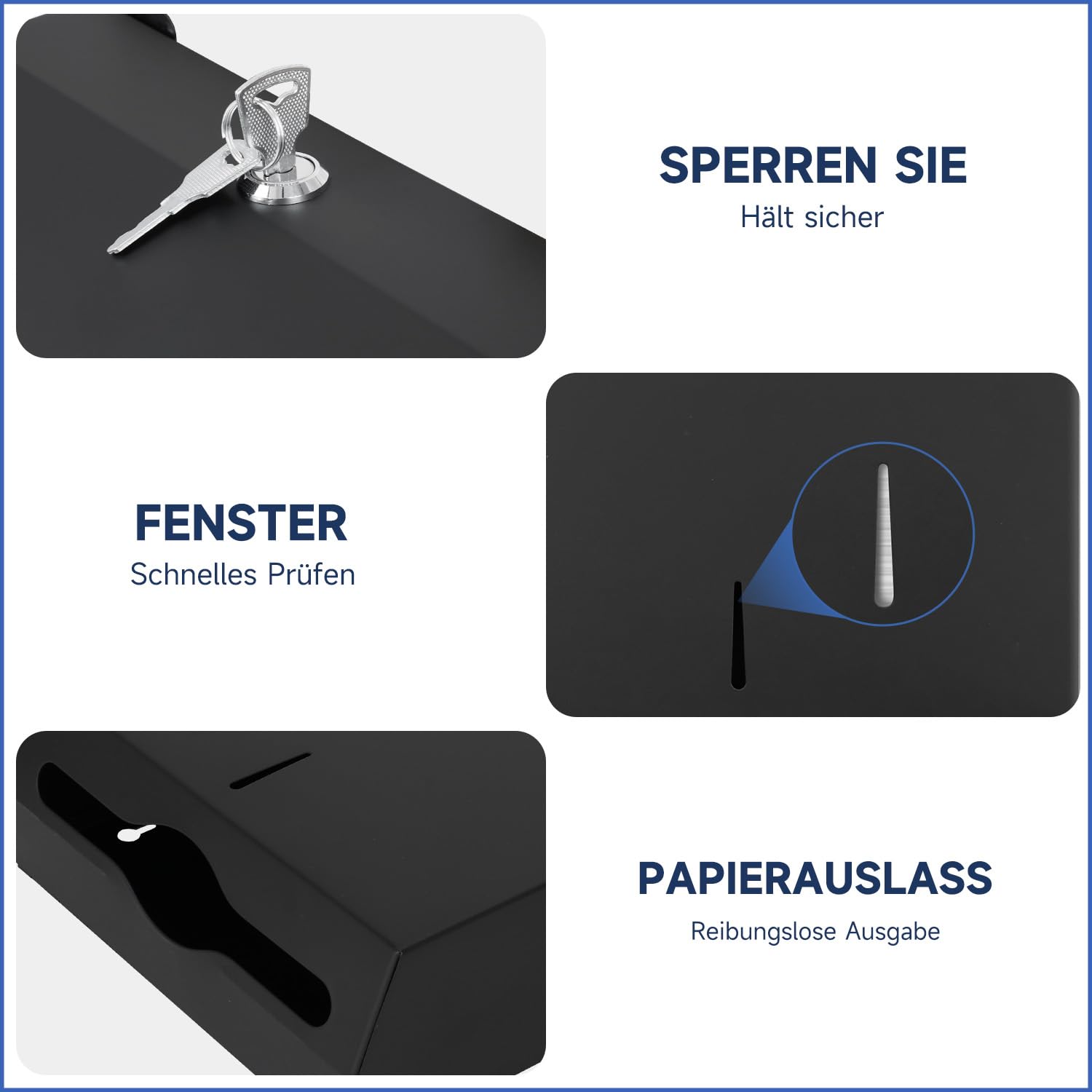 AIKE 400 Blatt Papierhandtuchspender Commercial Edelstahl Wandmontage mit Schloss AK5181 (H2 und Z/N-Falt gefaltet Größe 27 x 10 cm oder Kleiner)